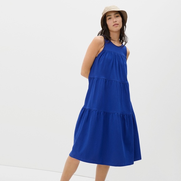 Everlane The Weekend Tiered Midi Dress in Blue - Picture 1 of 5